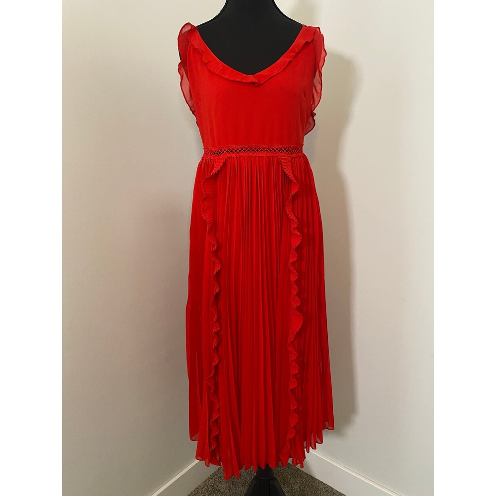 Lulu's Red Ruffle Midi Dress - Picture 1 of 15
